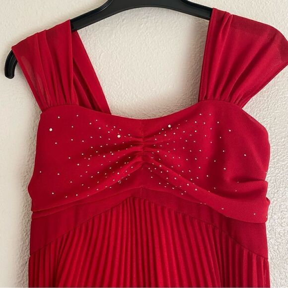 Bona Kids 2846 red long maxi pleated embellished formal holiday dress -11/12 - Picture 4 of 10